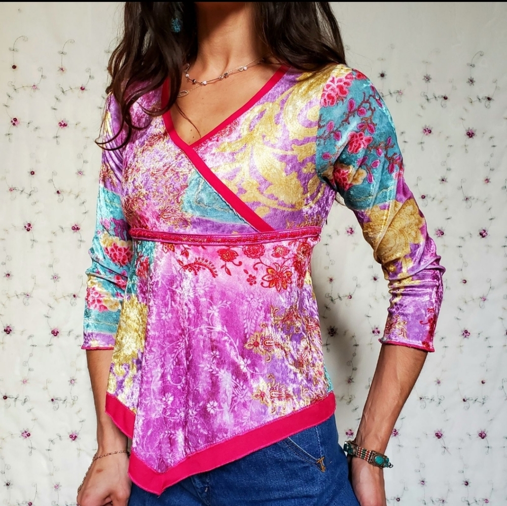 Y2K Velvet Fairytale Babydoll Blouse